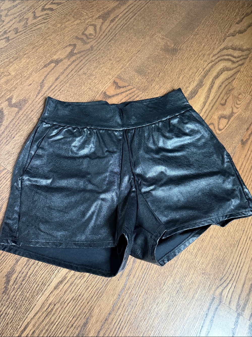 Commando Black Faux Leather High-Waist Shorts